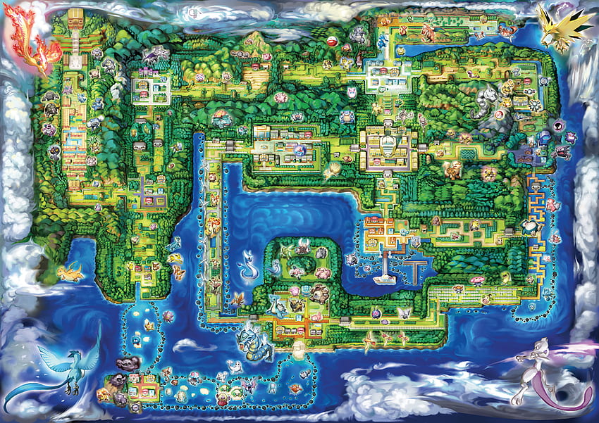 Kanto, Mappa Pokémon Sfondo HD