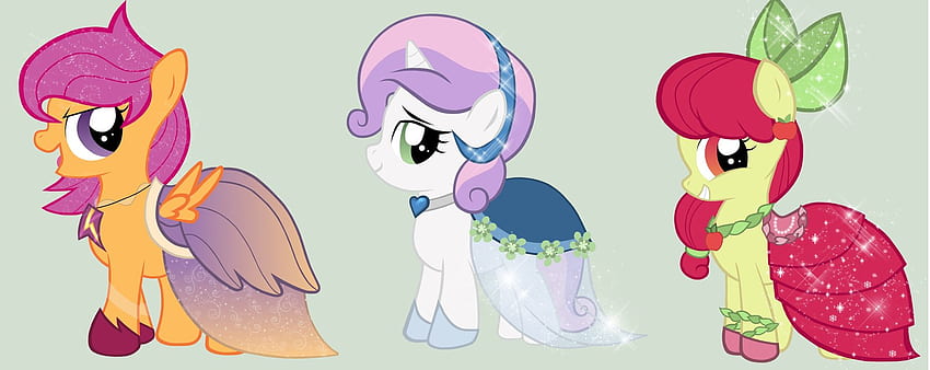 ชุดงานกาล่า Cutie Mark Crusaders - My Little Pony Friendship is Magic Fan Art วอลล์เปเปอร์ HD