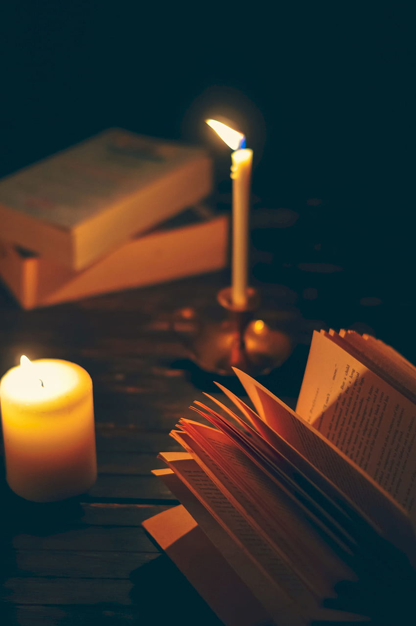 Dark, Book, Shadows, Coziness, Comfort, Candle, Reading HD phone wallpaper