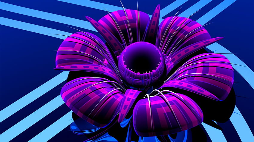Fiore 3D, viola, astratto, 3d, arte, petali, vetro Sfondo HD