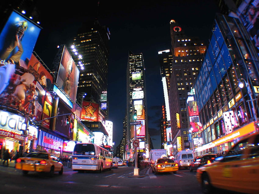 Villes, Nuit, Ville, Lumières, New York, Times Square Fond d'écran HD