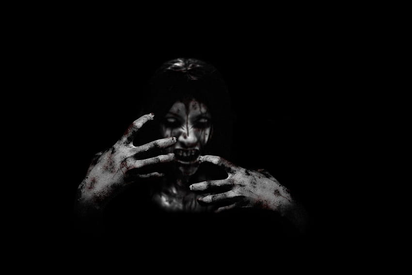 The House Creepy Black 영화 악마 피 얼굴 어두운 공포 사악한 괴물. HD 월페이퍼