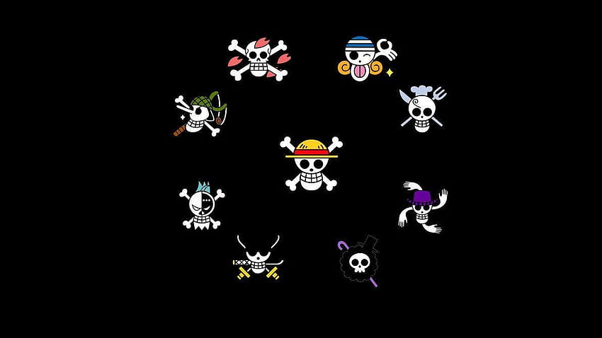 Bandera pirata del sombrero de paja, logotipo del sombrero de paja fondo de pantalla