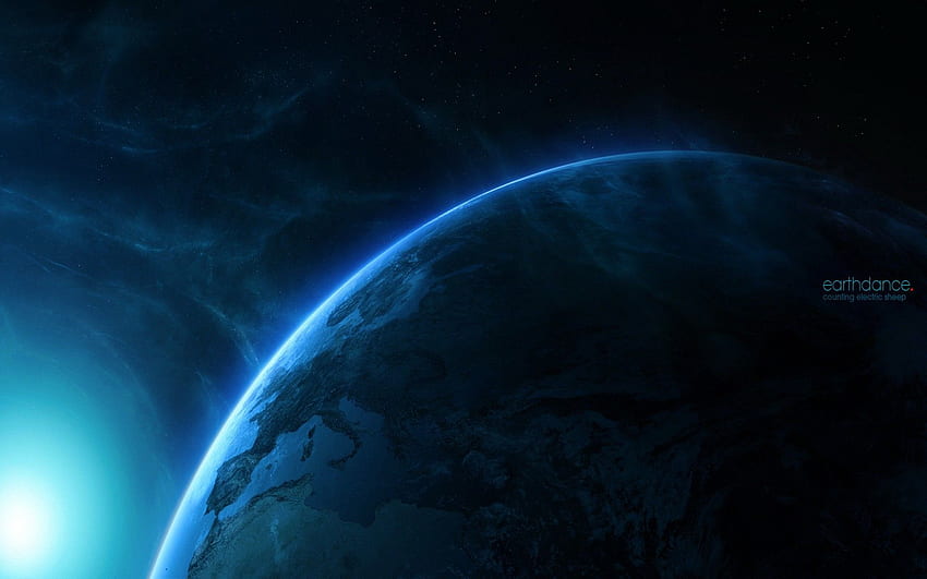 blue, outer space, planets, Earth, glowing, science fiction, Fi HD wallpaper