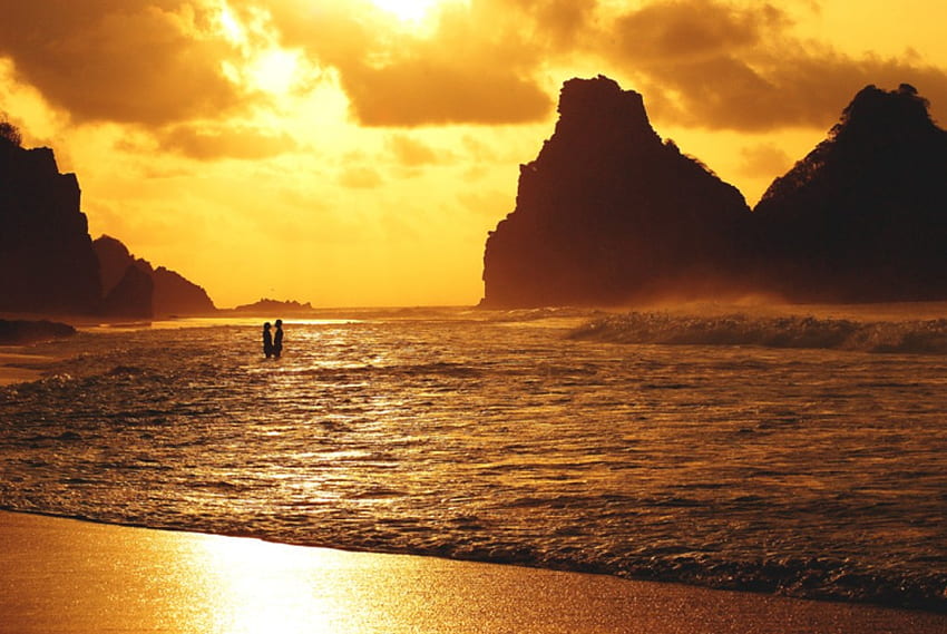 Golden Beach, golden, , Liebe, schön, Sonnenuntergang, Strand HD-Hintergrundbild