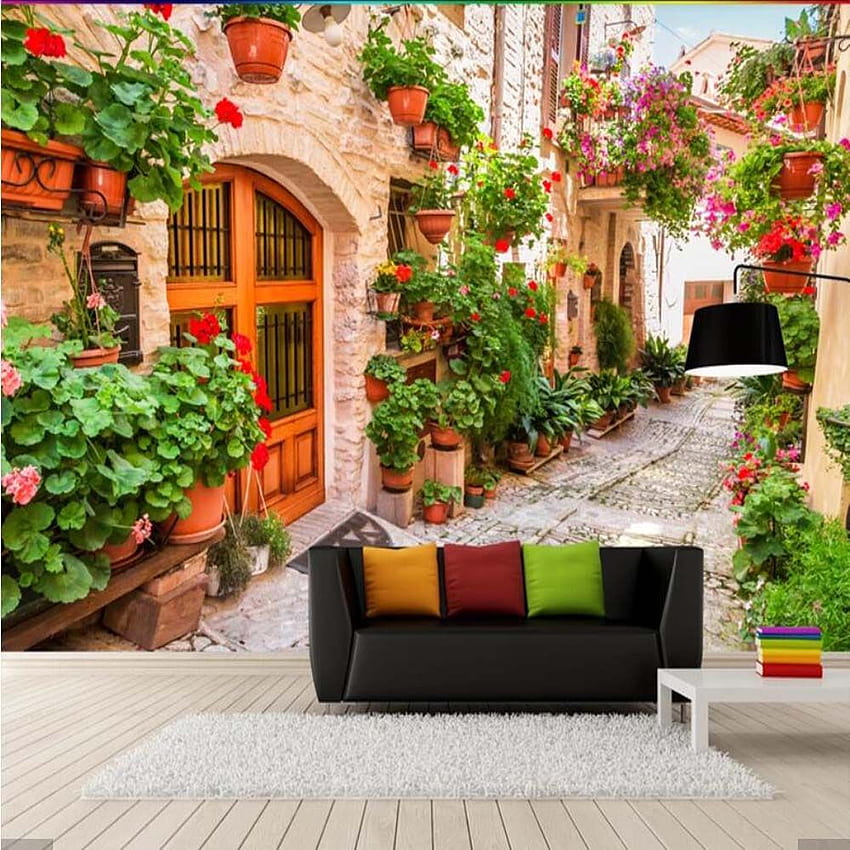 3D Italien Europäische Straße Stadt Wand 3D-Druck n für Wohnzimmer Home Wall Decor Landschaft benutzerdefinierte Größe. . - AliExpress HD-Handy-Hintergrundbild