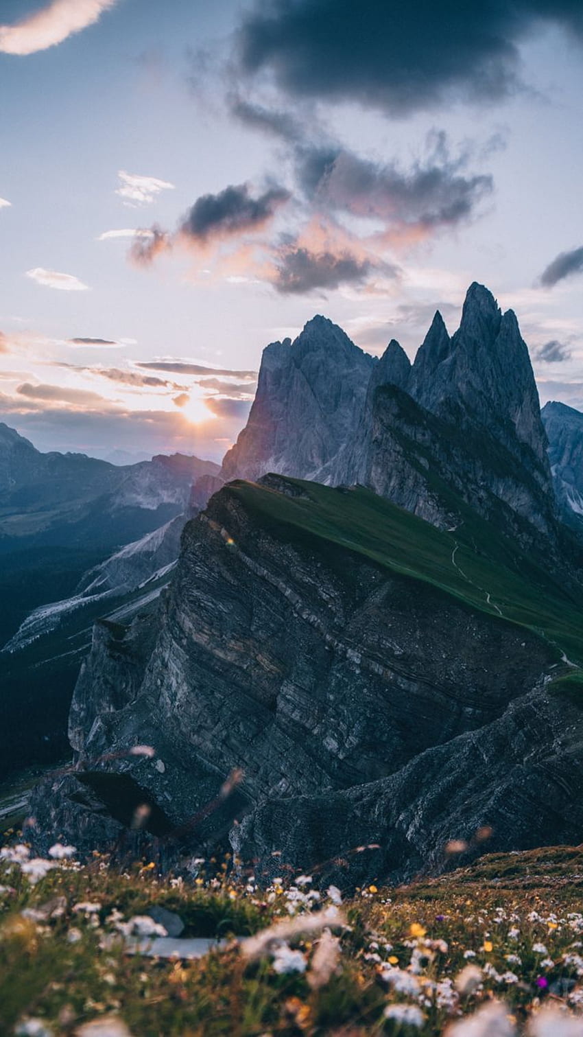 Dolomiten, Berge, Sonnenuntergang, . Berg HD-Handy-Hintergrundbild