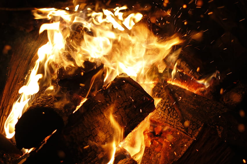 Fire, Bonfire, Coals, Flame, Sparks, , , Firewood HD wallpaper