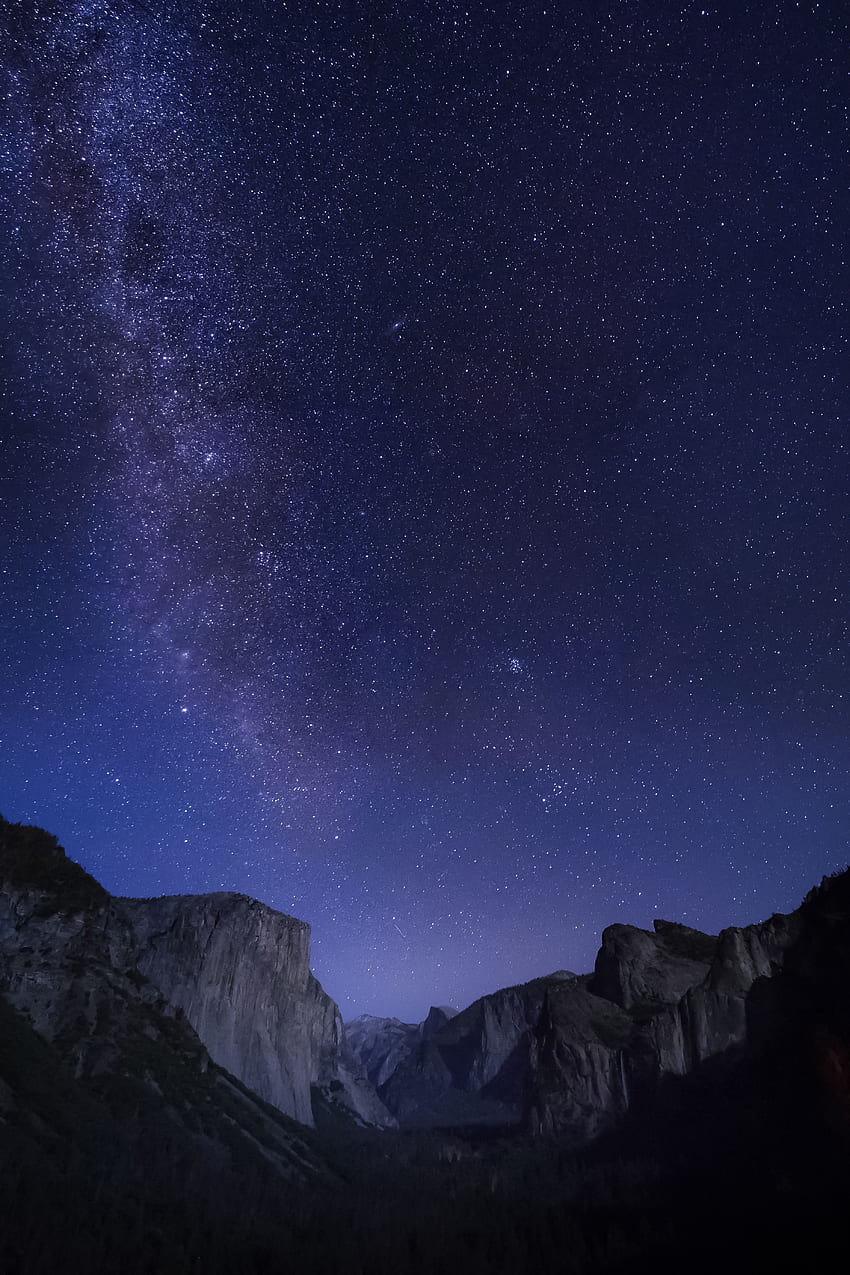 Природа, звезди, нощ, скали, звездно небе HD тапет за телефон