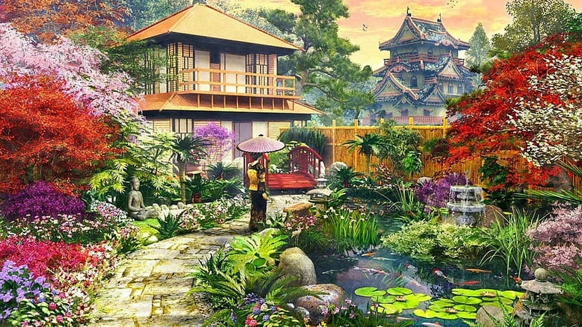 Splendid Japanese Garden PC and Mac HD wallpaper