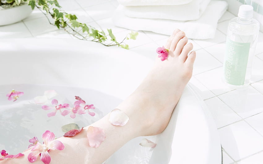 Petals, Bathroom, Leg, Aromatherapy HD wallpaper