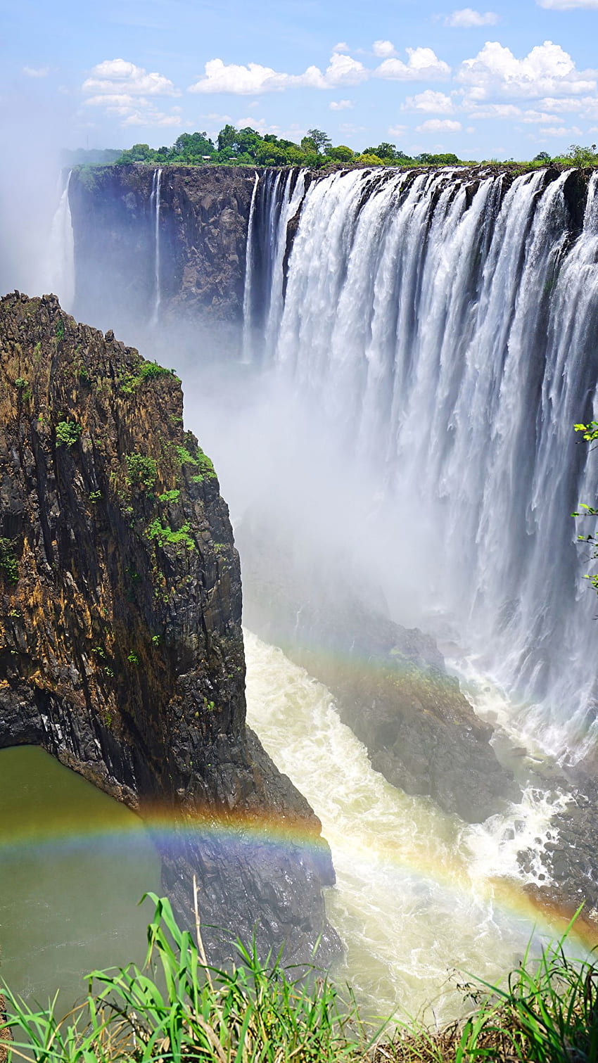 Rainbow Falls Victoria Falls Zambia Cliff Nature HD phone wallpaper