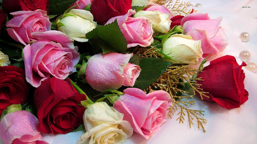 Lovely Bouquet, bouquet, roses, drops, nature, flowers, lovely HD ...