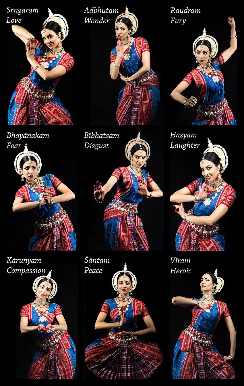 Caras RC reducidas. Danza de la india, danza clásica india, danza india, Navarasa fondo de pantalla del teléfono