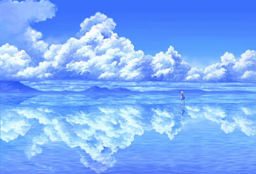 HD wallpaper anime anime girls sky reflection dress white dress water   Wallpaper Flare
