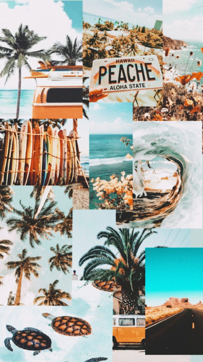 Vibraciones estéticas de verano, collage de Hawái fondo de pantalla del teléfono