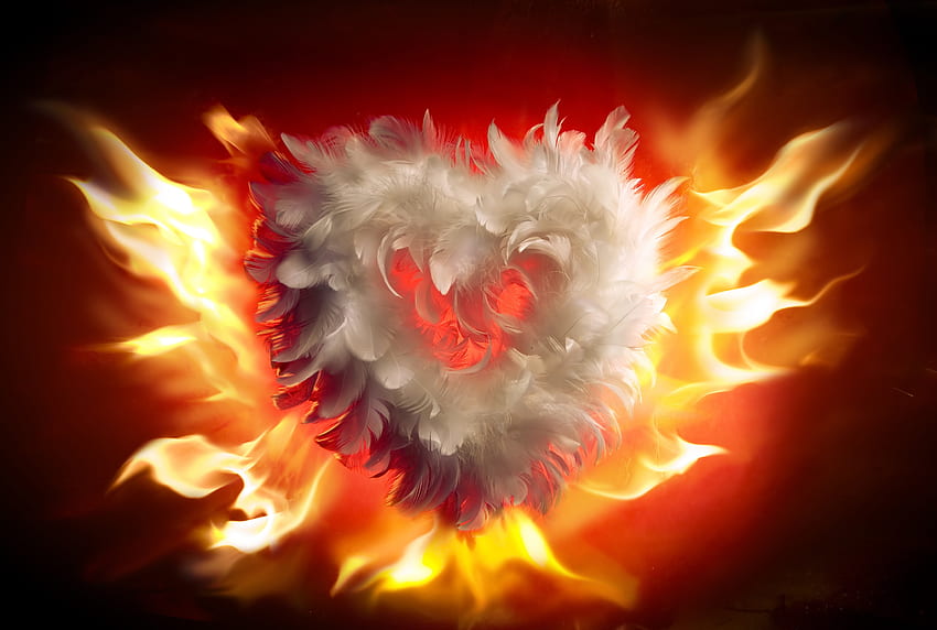 arts, Fire, Valentines, Day, Heart, Love, Flames, Heart / and Mobile Background HD wallpaper