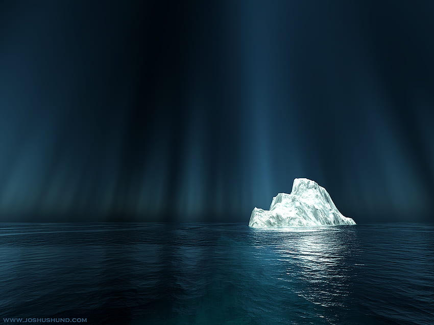 Pourquoi dois-je toujours être seul?, bleu foncé, rayons, blanc, réflexion, iceberg, eau, solitude Fond d'écran HD