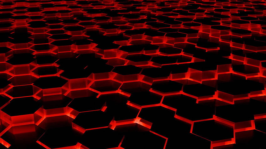 Hexagone lumineux rouge (fabriqué au blender) : Fond d'écran HD