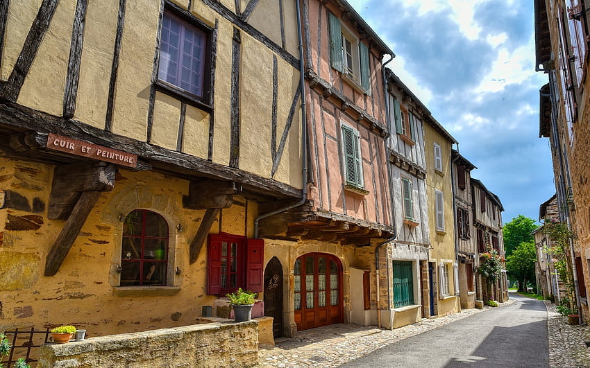 Cidade Velha, na França, rua, França, casas, cidade velha papel de parede HD