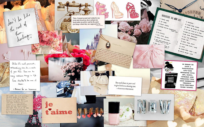 Естетичен Tumblr Collage лаптоп, розов колаж HD тапет