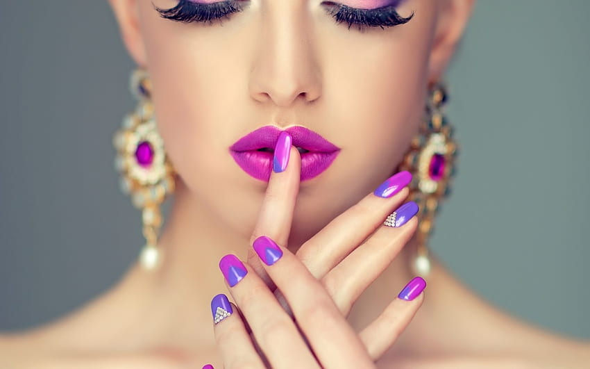 Pretty Woman, Fashion, Girl, Model, Makeup, Purple HD wallpaper