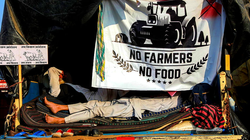 Indische Bauern überwältigen die Hauptstadt mit rekordverdächtigen Demonstrationen Thred Website, No Farmers No Food HD-Hintergrundbild