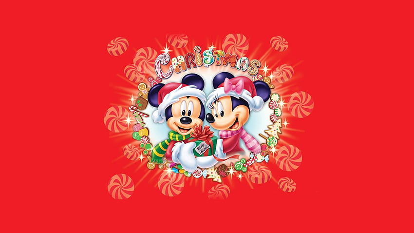 feliz natal mickey mouse fundo, Neon Minnie Mouse papel de parede HD
