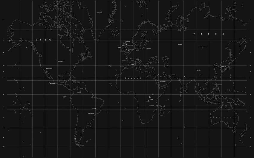 แผนที่โลกสีดำ แผนที่โลกท่องเที่ยว วอลล์เปเปอร์ HD