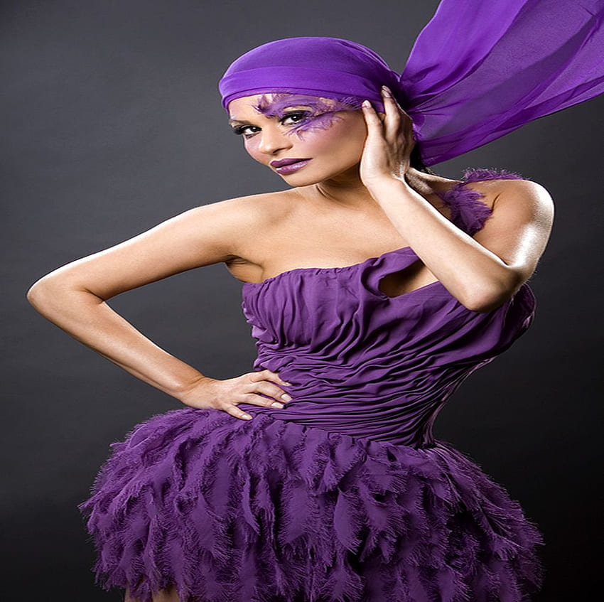 BEAUTIFUL IN LILAC, fashion, headband, model, dress, woman, lilac HD wallpaper