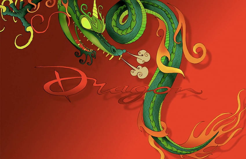 Green Eyed Dragon, dragon, green eyes, flames HD wallpaper