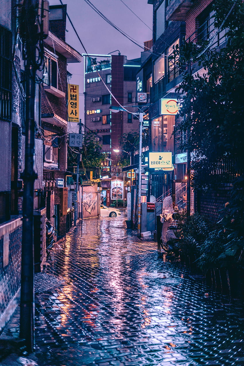 ITAP of a Rainy Alley in Seoul. Aesthetic korea, Aesthetic japan, South korea graphy, Myeongdong HD phone wallpaper