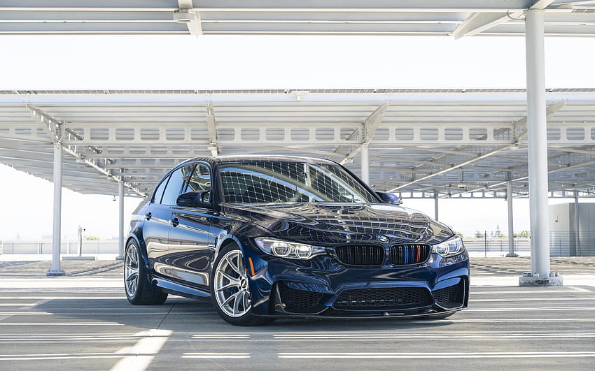 BMW M3, F80, front view, exterior, new blue M3, blue F80, German cars, BMW HD wallpaper