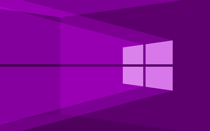 โลโก้ Windows 10 สีม่วง, พื้นหลังนามธรรมสีม่วง, ความเรียบง่าย, โลโก้ Windows 10, ความเรียบง่ายของ Windows 10, Windows 10 วอลล์เปเปอร์ HD