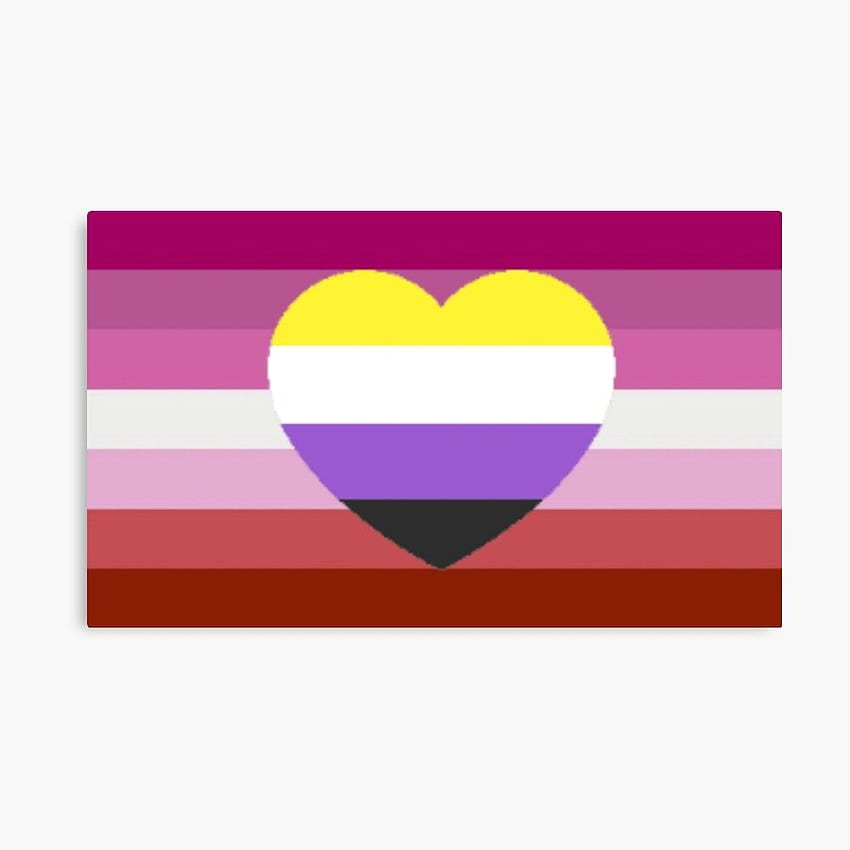 Bendera Kebanggaan Lesbian Dengan Grafik Jantung Non Biner Cetak Oleh Queerwriter, LGBT Heart wallpaper ponsel HD