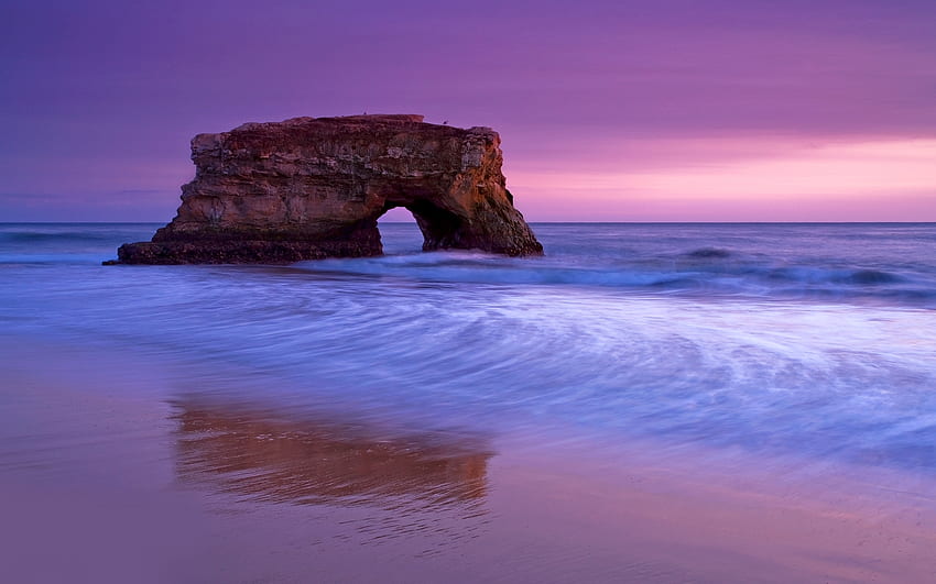 azul, mar, praia, rocha, verão, rosa, pedra, água, vara papel de parede HD