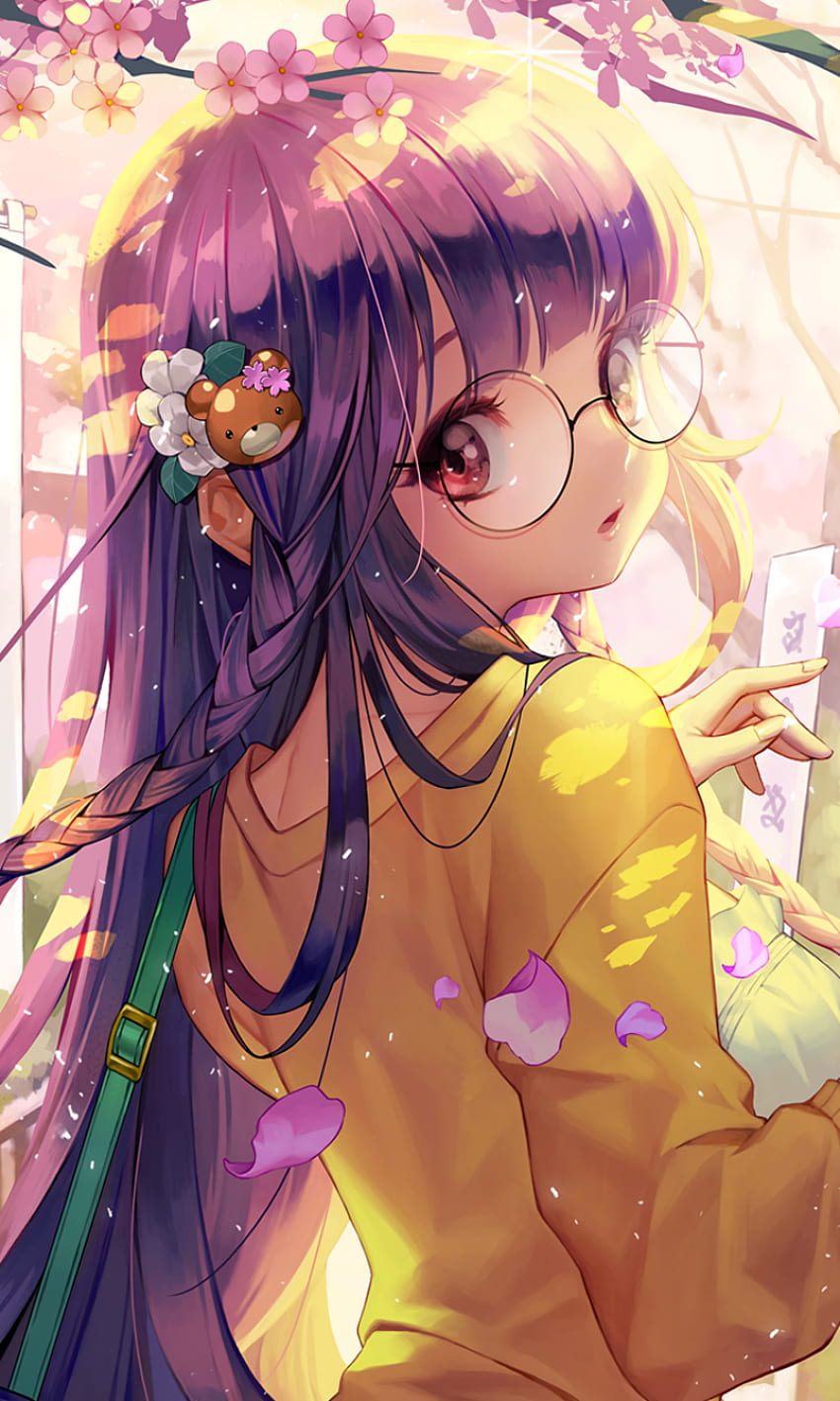 Anime cute glasses girl HD wallpapers | Pxfuel