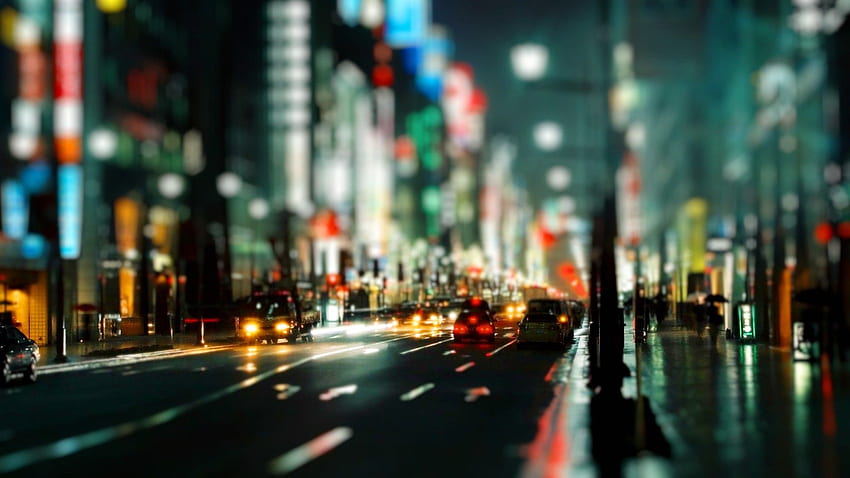 Alta risoluzione della via della città di notte - file multimediale Sfondo HD
