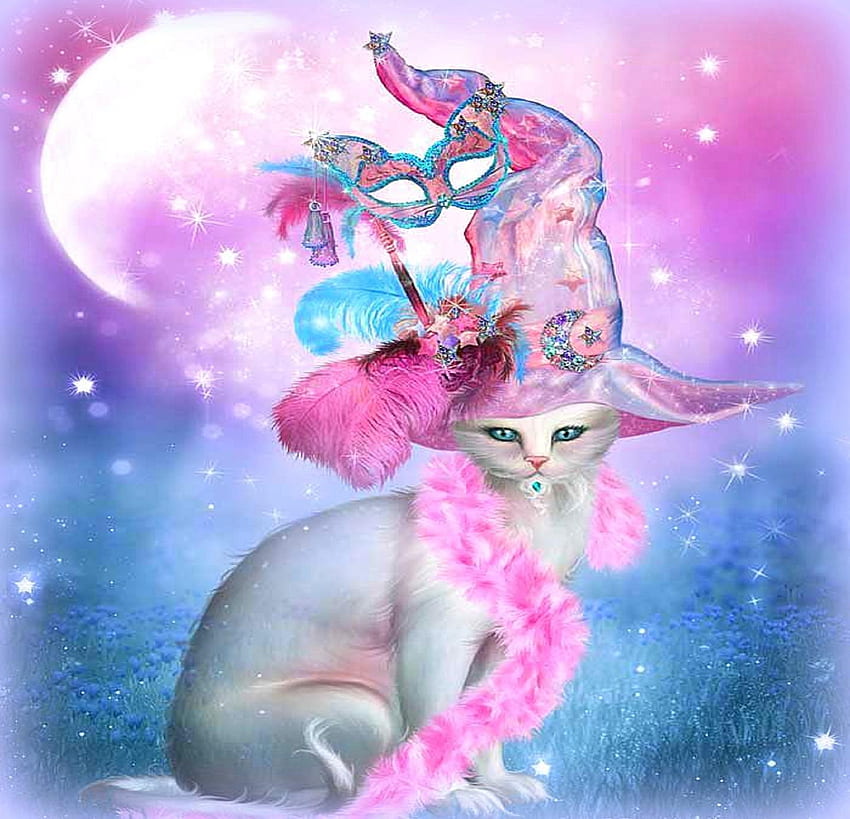 Cat In Fancy Witch Hat - Pink Halloween Cat Witch - - teahub.io, Beautiful Witch Cat HD wallpaper