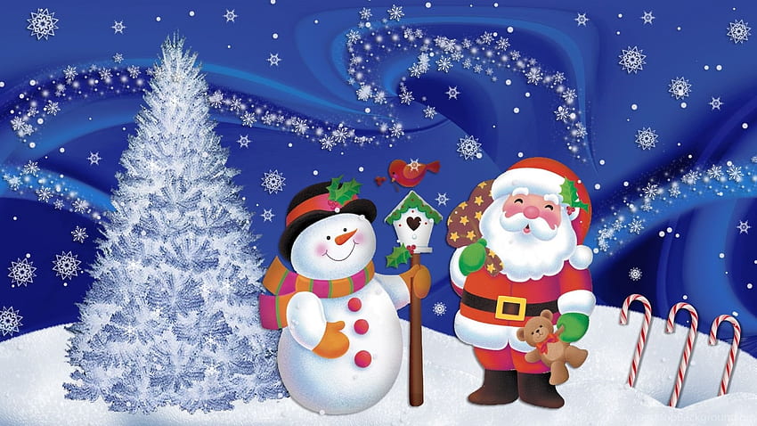 Animated Snowman And Santa Claus Of Animated Xmas. Background, Cartoon Snowman HD wallpaper