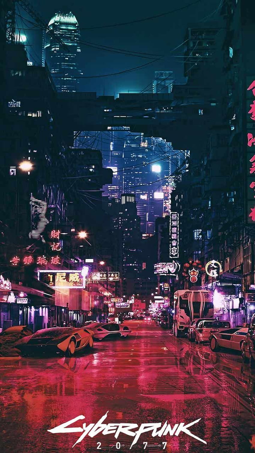 del telefono Cyberpunk 2077 Arte del logo del gioco della città notturna Poster su iPhone Android. Città, Pop art, Città futuristica, Cool Cyberpunk Sfondo del telefono HD