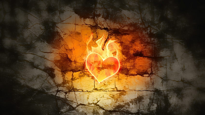 Background, Fire, Hearts HD wallpaper