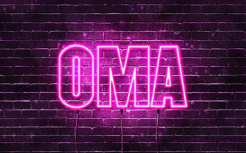 Happy Birtay Oma, , pink neon lights, Oma name, creative, Oma Happy Birtay, Oma Birtay, popular japanese female names, with Oma name, Oma HD wallpaper