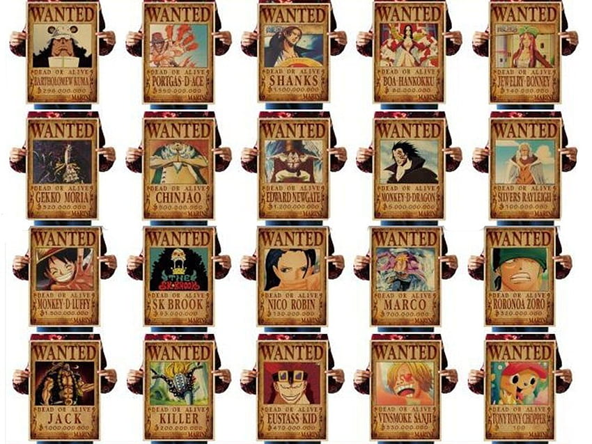 10pcs One Piece Action Figure Wanted Poster Craft Print Wall Sticker Vintage Movie Playbill Luffy Stickers One Piece , Luffy Wanted Poster HD wallpaper