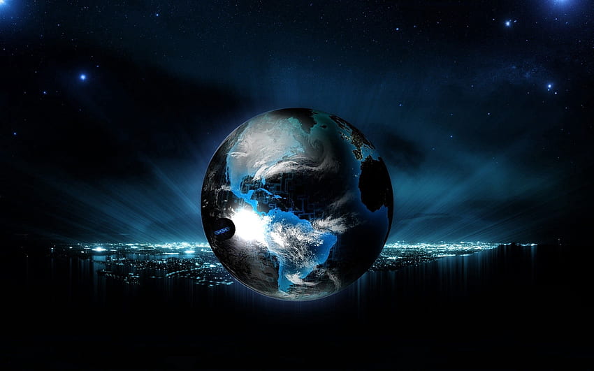 Abstract, Background, Shine, Light, Neon, Ball, Planet, Globe HD wallpaper