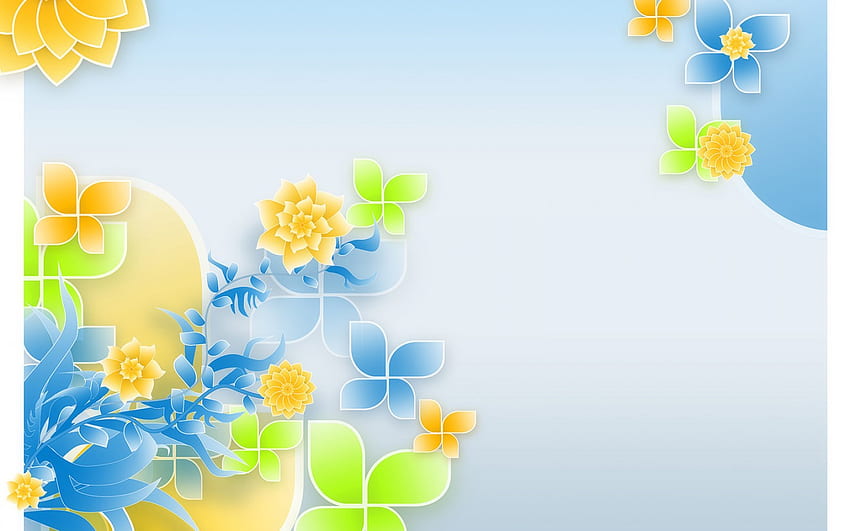 Soft Spring Day, abstracto, amarillo, cielo, flores, primavera, sol fondo de pantalla
