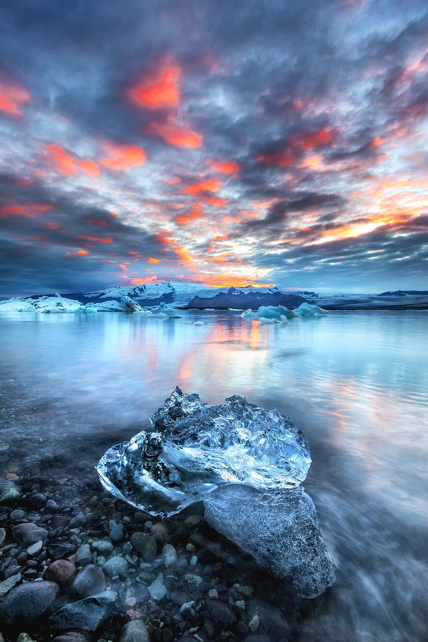 Natura, lód, jezioro, góra lodowa, kry Tapeta na telefon HD
