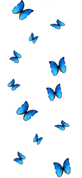Dreamy Blue, blue, butterflies, white, green, soft, trees, girl ...