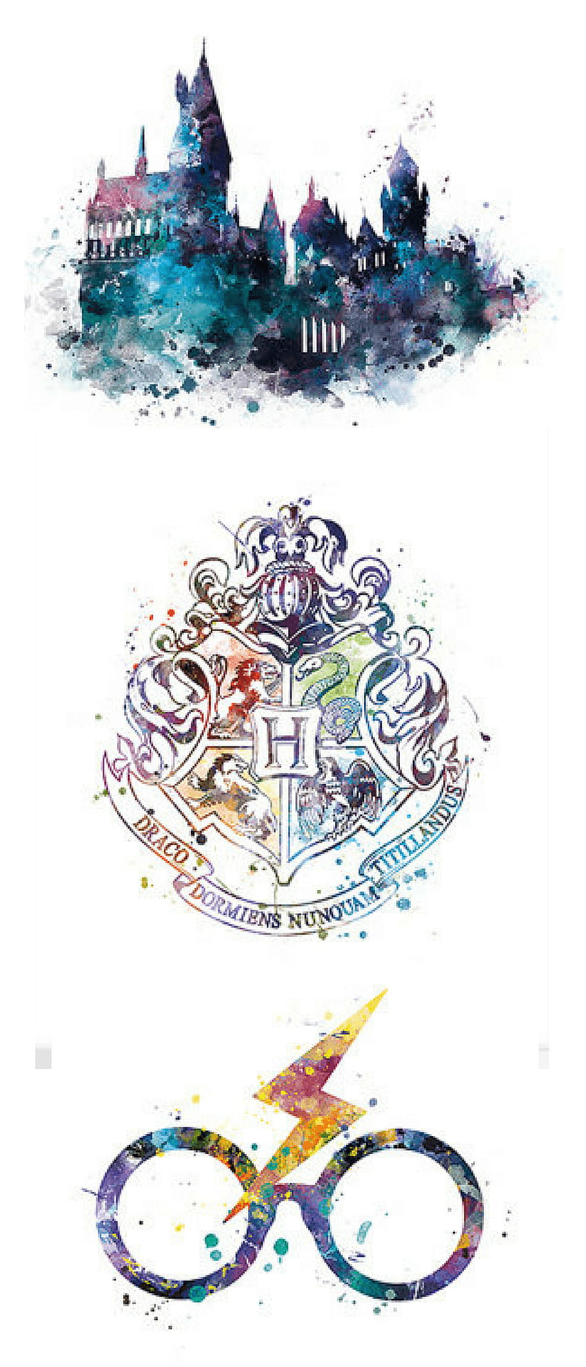 Harry Potter druckbare Wandkunst. Hogwarts, Hauswappen, Gläser, Hogwarts-Aquarell HD-Handy-Hintergrundbild