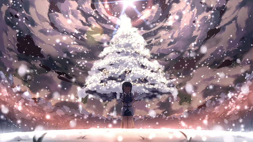 Sayonara..., arte da espada online, sachi, anime, neve, menina, árvore papel de parede HD